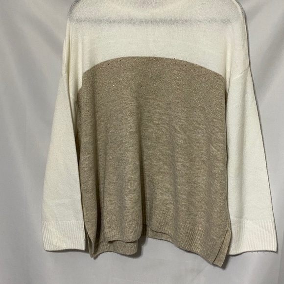 NWT VINCE CAMUTO WO SIZE 2X SWEATER SOFT CREAM TAN GOLD METALLIC THREADS COMFY - Picture 8 of 10